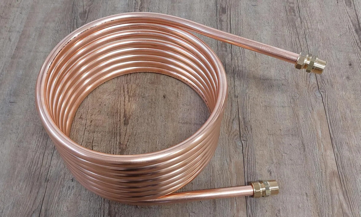 Spirale aus 7,5m Kupferrohr 18x1mm Außendurchm. ca.31cm Poolheizung 3/4" ANSCHLUSS
