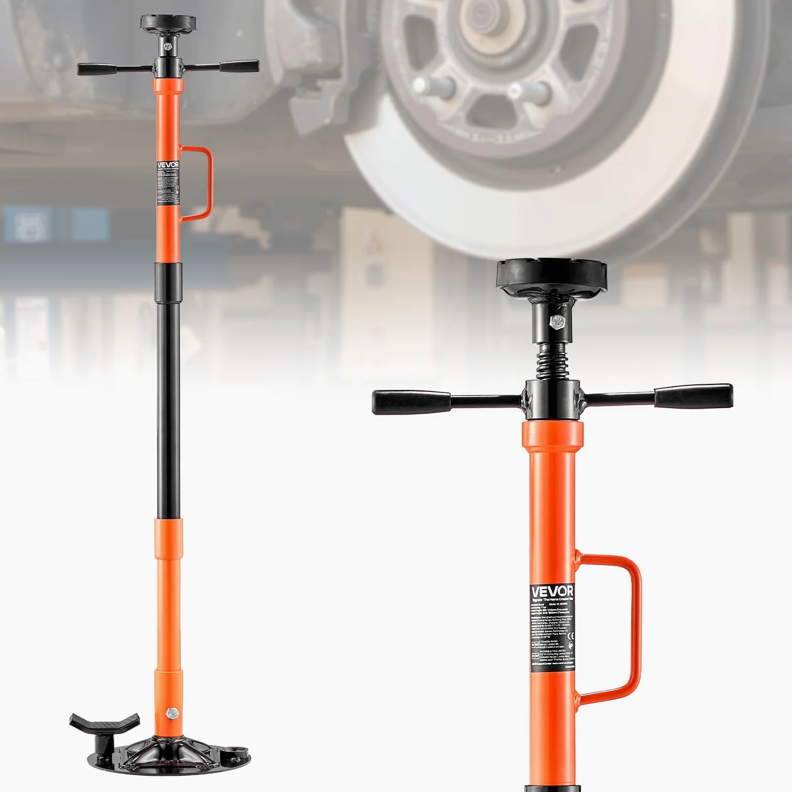 VEVOR Unterhub-Stützständer 1 t, Höhenverstellbarer (885–1800 mm) Wagenheberständer mit Kugelgelagertem Drehgriff & Selbstsichernder Gewindeschraube, zur Unterstützung von Fahrzeugkomponenten