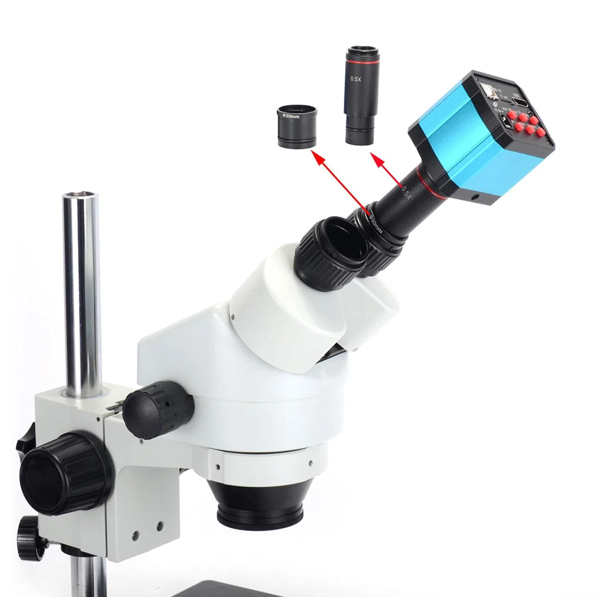 BuyWeek Digital Mikroskop Kamera, 14MP HDMI HD 1080P Industrie Mikroskop Lupe Kamera USB Stereo Mikroskop Adapter(EU-Stecker)