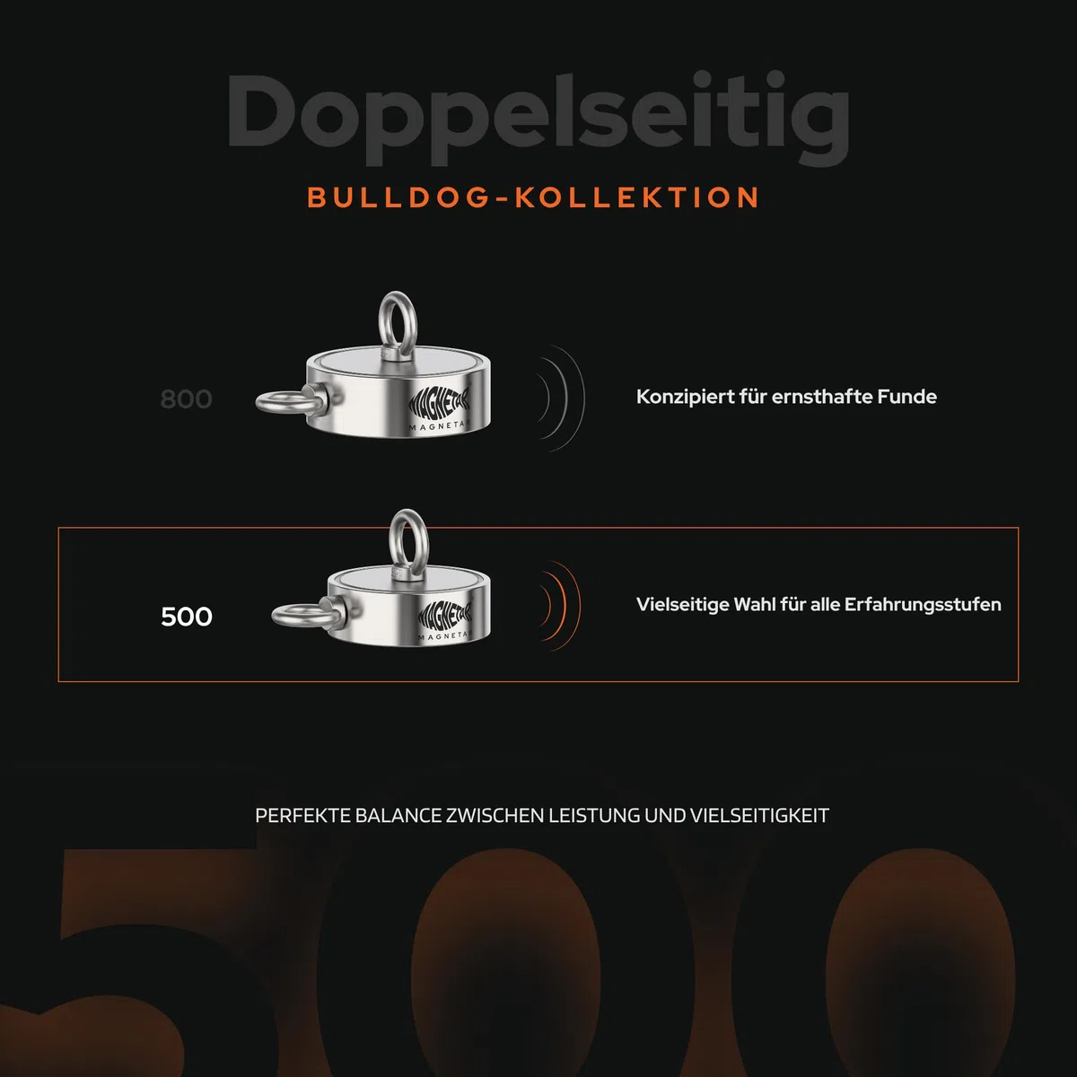 Magnetar - Magnetfischen Set - Doppelseitig 500kg Bergemagnet - Magnetangel Paket mit Doppelmagnet/Seil/Handschuhen/Kleber - Angelmagnet zum Magnet fischen