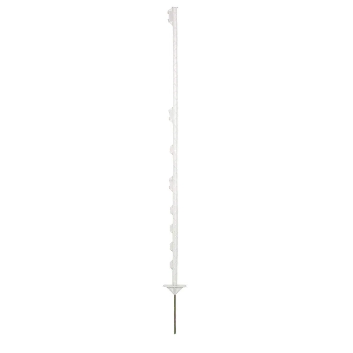 horizont Weidezaunpfähle Kunststoff weiß, Kunststoffpfähle 40 Stück, Höhe 156 cm, mit 8 Ösen für Bänder, Seile, Litzen, mit Doppeltritt, Weidezaunpfahl Kunststoffpfahl Weidezaun Aufstellpfahl