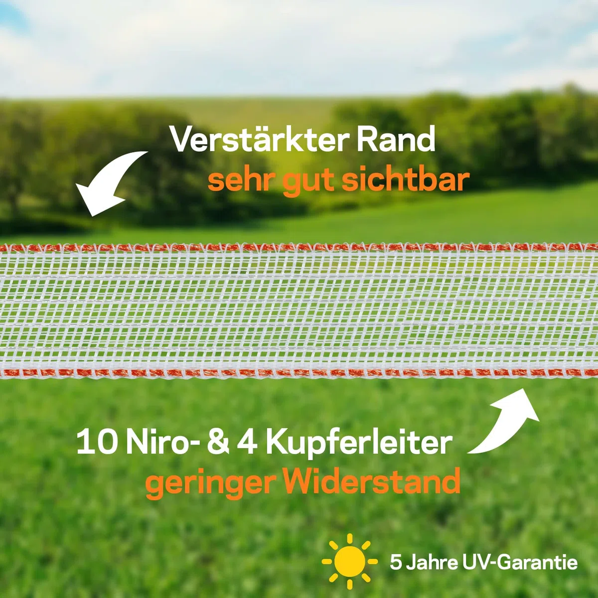Gallagher Pferdezaun-Breitband TurboStar Super (weiß) - 200 m/40 mm - UV-stabil und witterungsbeständig - Ausgezeichnete Sichtbarkeit