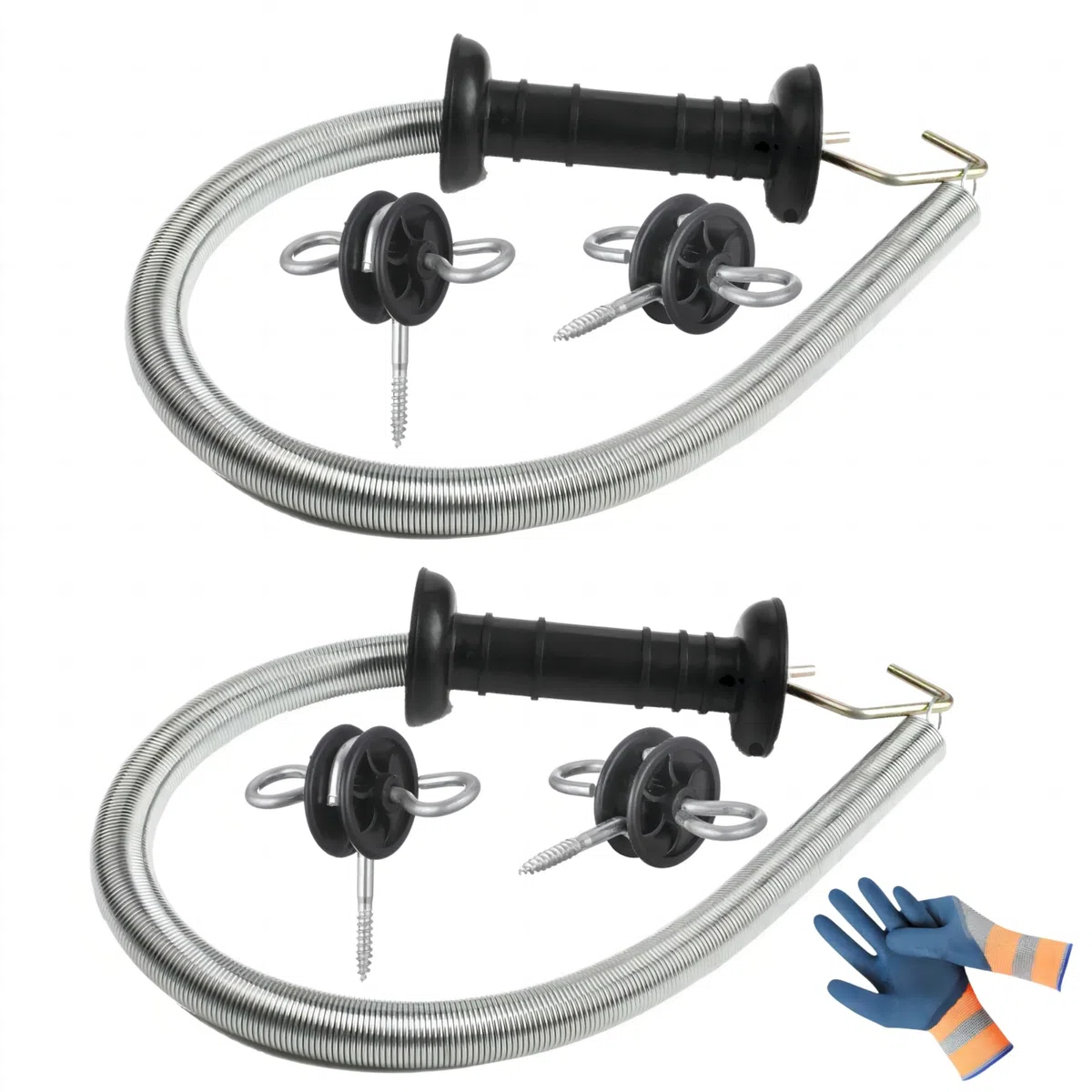 Elektrozaun-Tor-Set, Elektrozaun-Torgriff mit Feder, 4 m Spannfeder