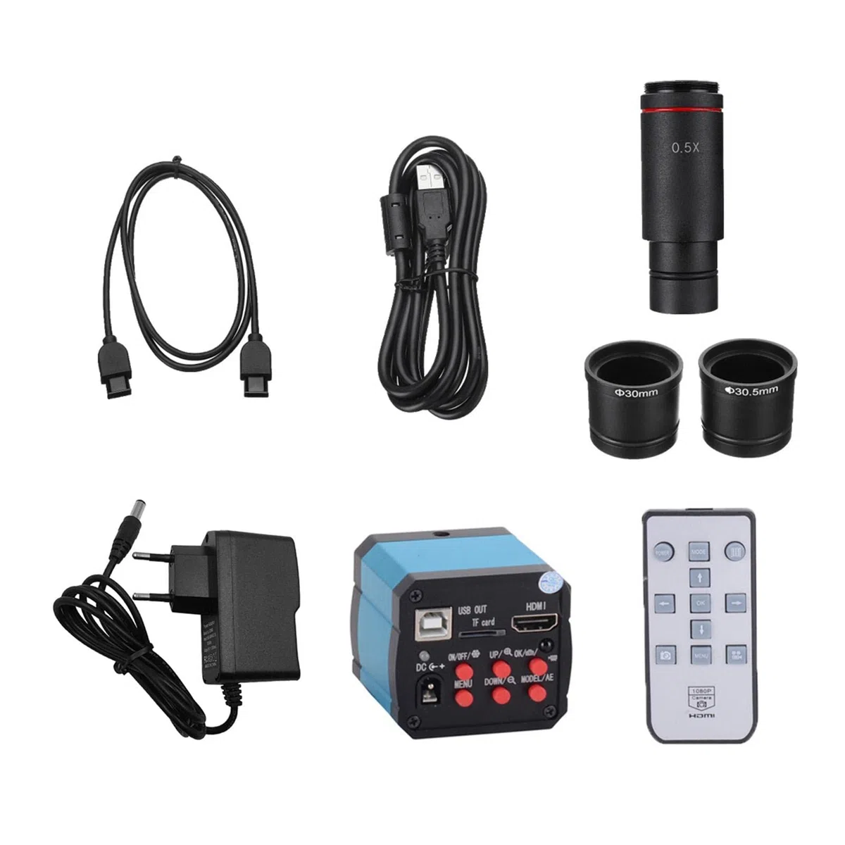 BuyWeek Digital Mikroskop Kamera, 14MP HDMI HD 1080P Industrie Mikroskop Lupe Kamera USB Stereo Mikroskop Adapter(EU-Stecker)