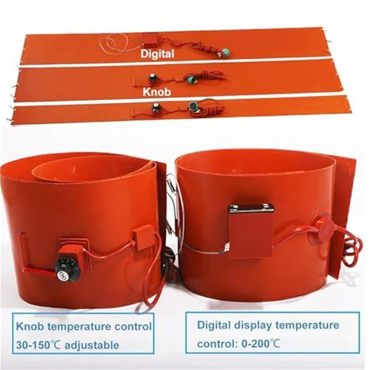 Fassheizer Metall Fassheizband 20L-200L Silikon Fassheizung mit Digitaler Temperaturregelung 5-55 Gallon Eimer Heizmantel fuer Oel Honig Frostschutz Waermer(Digital,200L 1740 * 250mm/3000W)